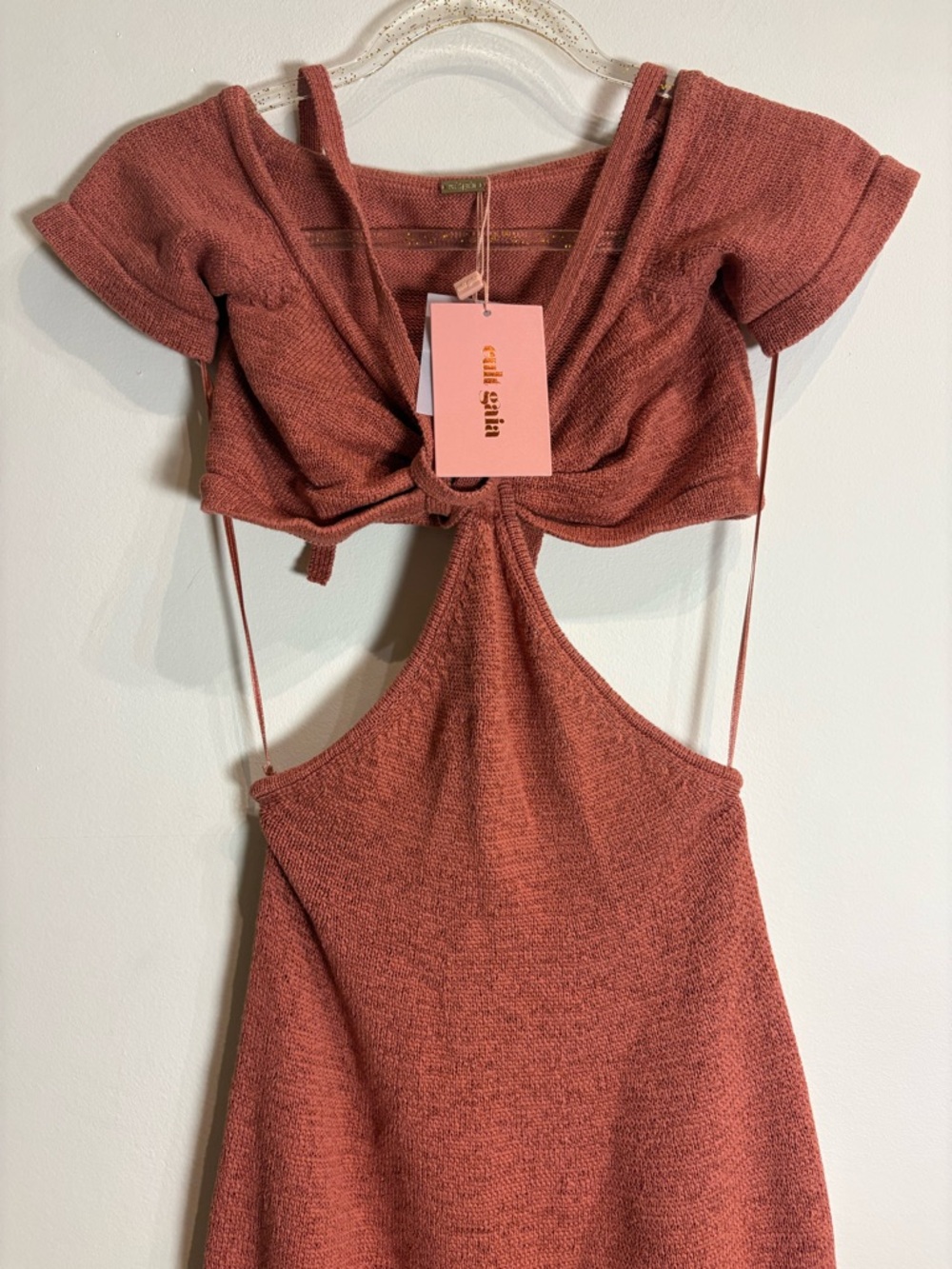 Cult Gaia NWT Alicia Cutout Knit Off-The-Shoulder Midi Dress in Jasper Small - Picture 11 of 16